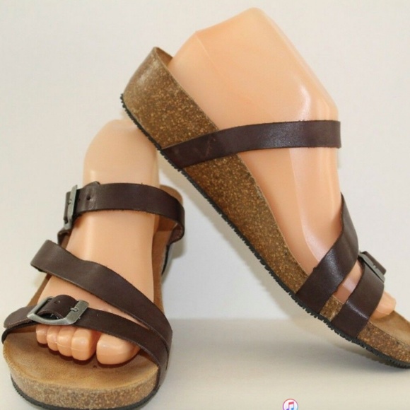 LOLA SABBIA Wedge Sandal Cork Leather Spain 36 6 - Picture 2 of 8